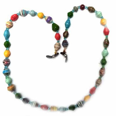 Face Mask/Eyeglass Paper Bead Chain, Colorful Round Beads - Yvonne’s 100th Wish Inc