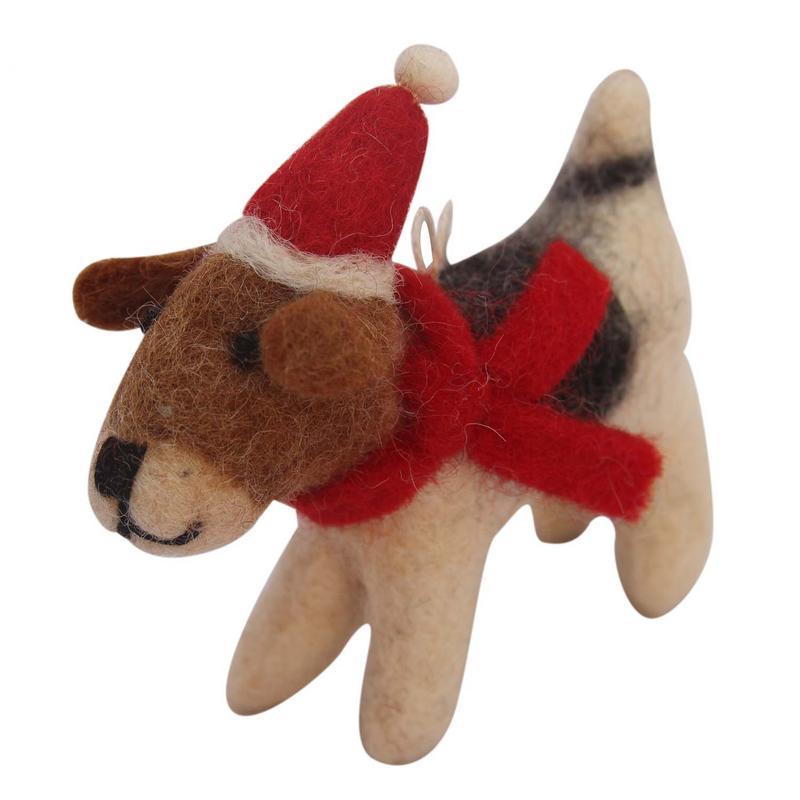 Felt Beagle Ornament with Santa Hat - Yvonne’s 100th Wish Inc