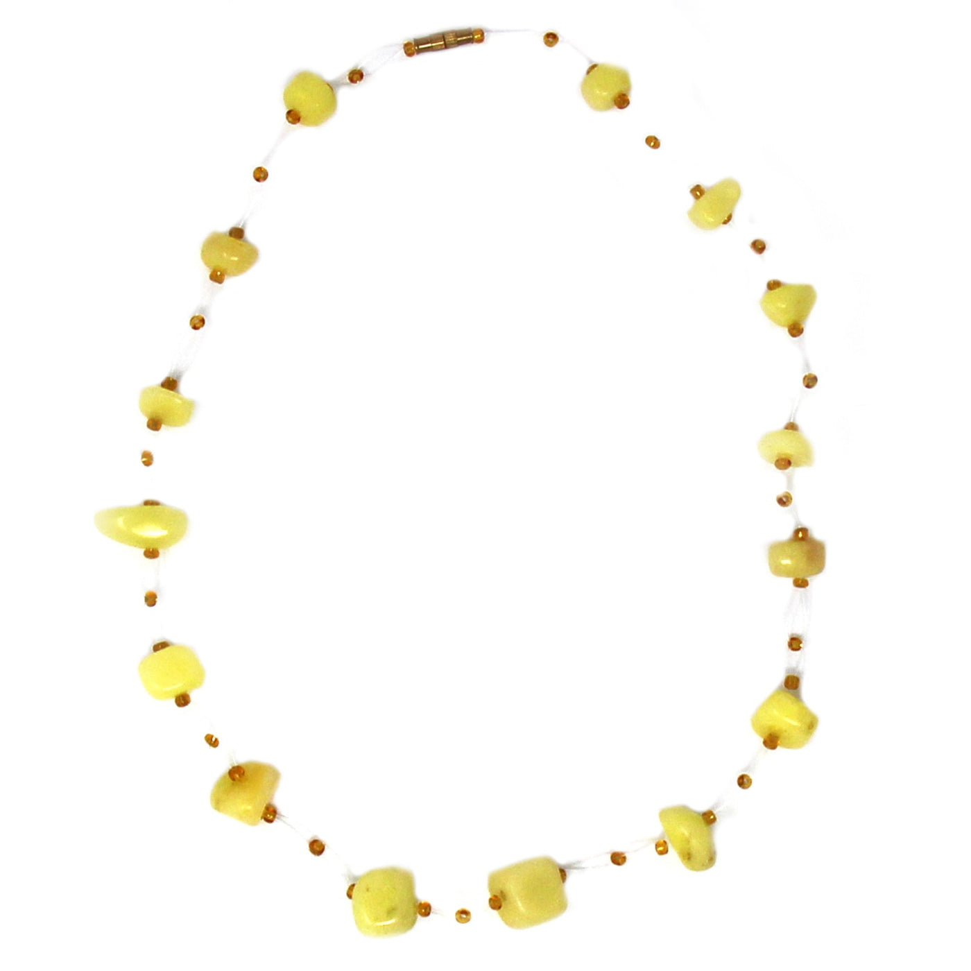 Floating Stone & Maasai Bead Necklace, Yellow - Yvonne’s 100th Wish Inc