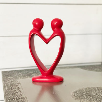 Handcrafted Soapstone Lover's Heart Sculpture in Red - Smolart - Yvonne’s 100th Wish Inc