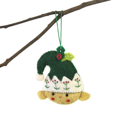 Hand Felted Christmas Ornament: Elf - Global Groove (H) - Yvonne’s 100th Wish Inc