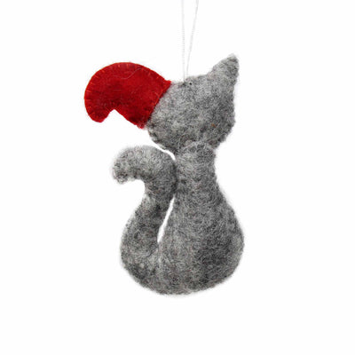 Hand Felted Christmas Ornament: Cat - Global Groove (H) - Yvonne’s 100th Wish Inc