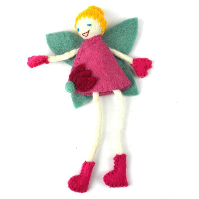 Hand Felted Tooth Fairy Pillow - Blonde with Pink Dress - Global Groove - Yvonne’s 100th Wish Inc