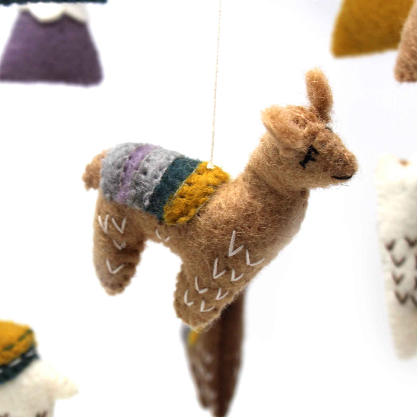 Hand Crafted Felt Little Llamas Mobile - Yvonne’s 100th Wish Inc