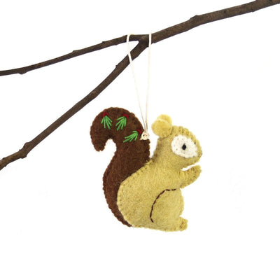 Hand Felted Christmas Ornament: Squirrel - Global Groove (H) - Yvonne’s 100th Wish Inc
