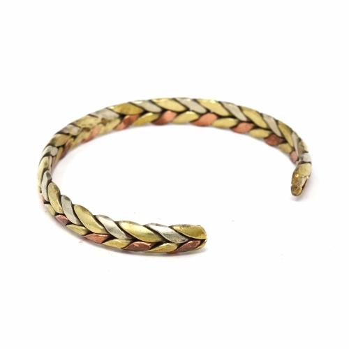 Copper and Brass Cuff Bracelet: Healing Trinity - DZI (J) - Yvonne’s 100th Wish Inc