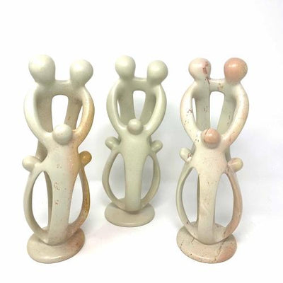 Natural Soapstone Family Sculpture - 2 Parents, 3 Children - Smolart - Yvonne’s 100th Wish Inc