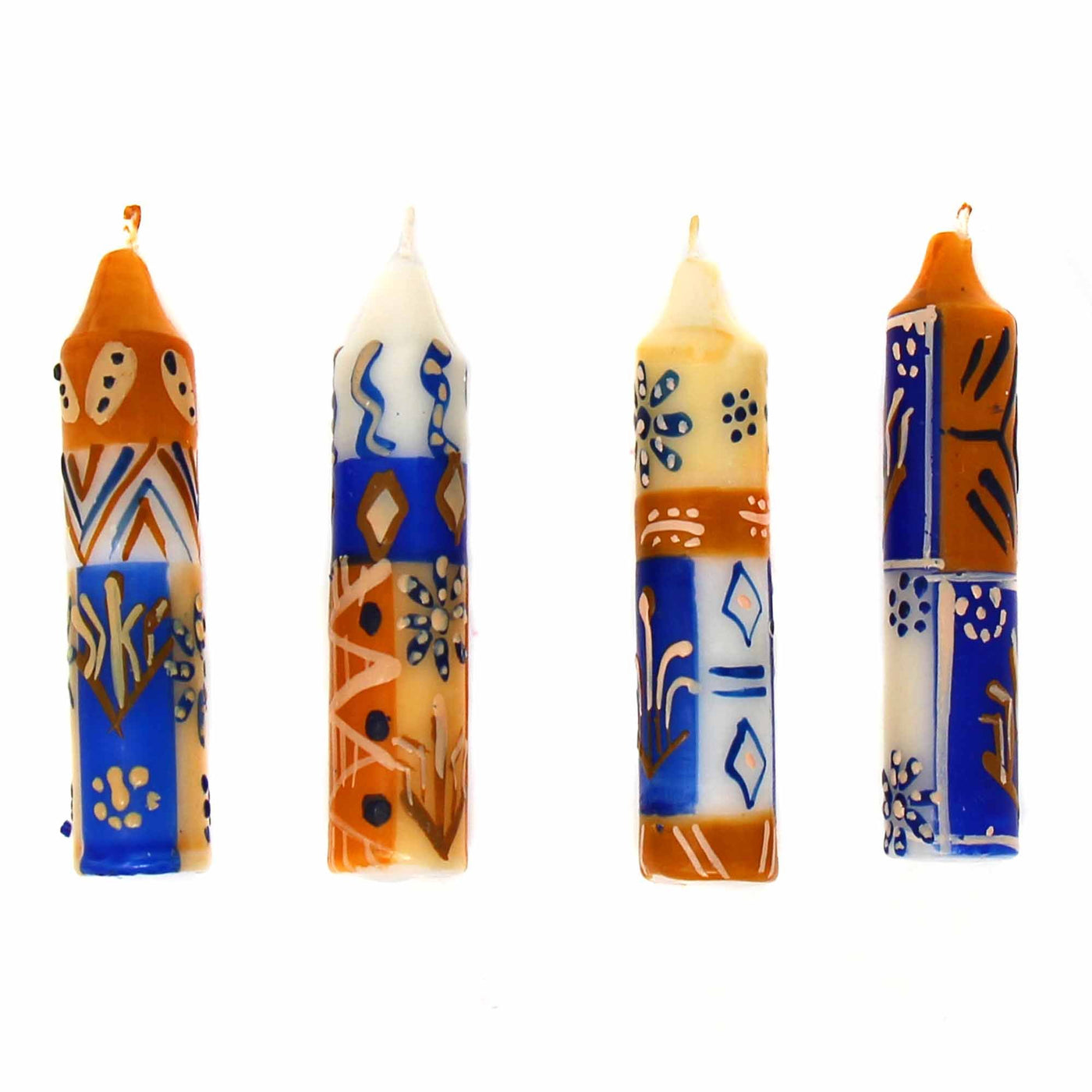 Hand-Painted 4" Dinner or Shabbat Candles, Set of 4  (Durra Design) - Yvonne’s 100th Wish Inc