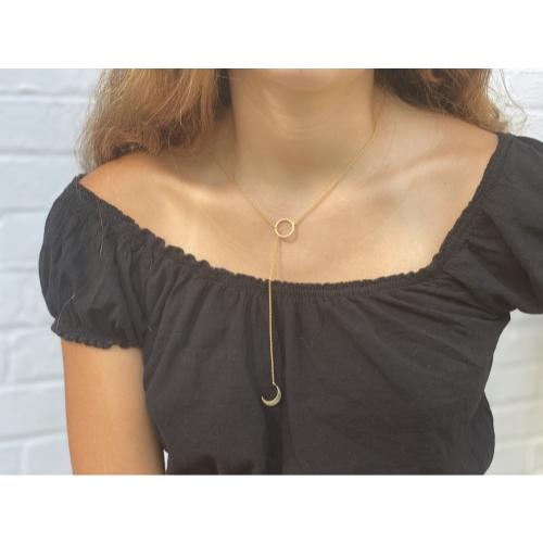 Crescent Moon Goldtone Pendant Necklace - Yvonne’s 100th Wish Inc