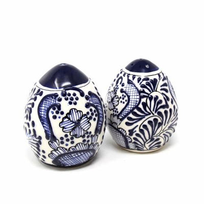 Encantada Handmade Pottery Spice Shakers, Blue Flower - Yvonne’s 100th Wish Inc