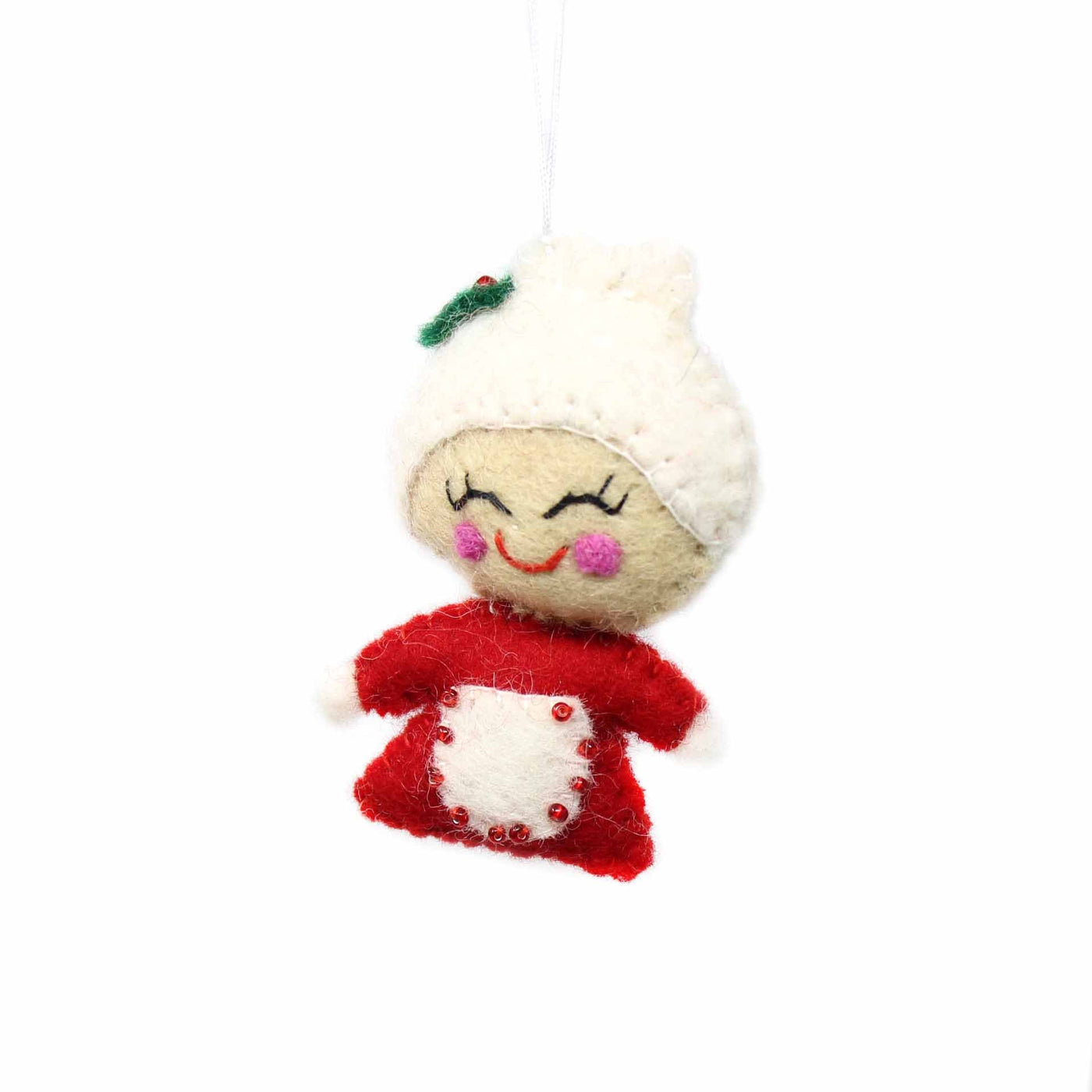 Hand Felted Christmas Ornament: Mrs. Claus - Global Groove (H) - Yvonne’s 100th Wish Inc