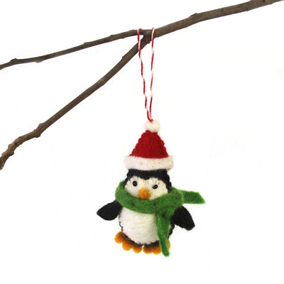 Hand Felted Christmas Ornament: Penguin - Global Groove (H) - Yvonne’s 100th Wish Inc