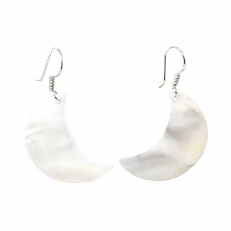 Earrings, Mother of Pearl crescent Moons - Yvonne’s 100th Wish Inc