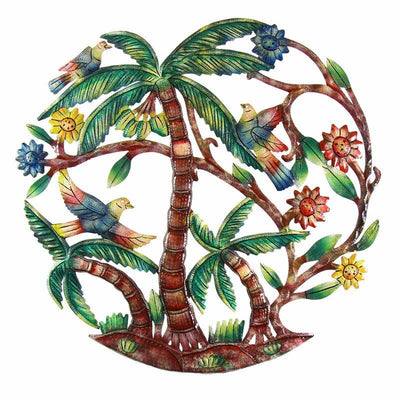 Colorful Palm Trees Hand Painted Metal Wall Art - Croix des Bouquets - Yvonne’s 100th Wish Inc