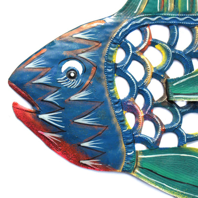 24 inch Painted Fish & Shell - Caribbean Craft - Yvonne’s 100th Wish Inc