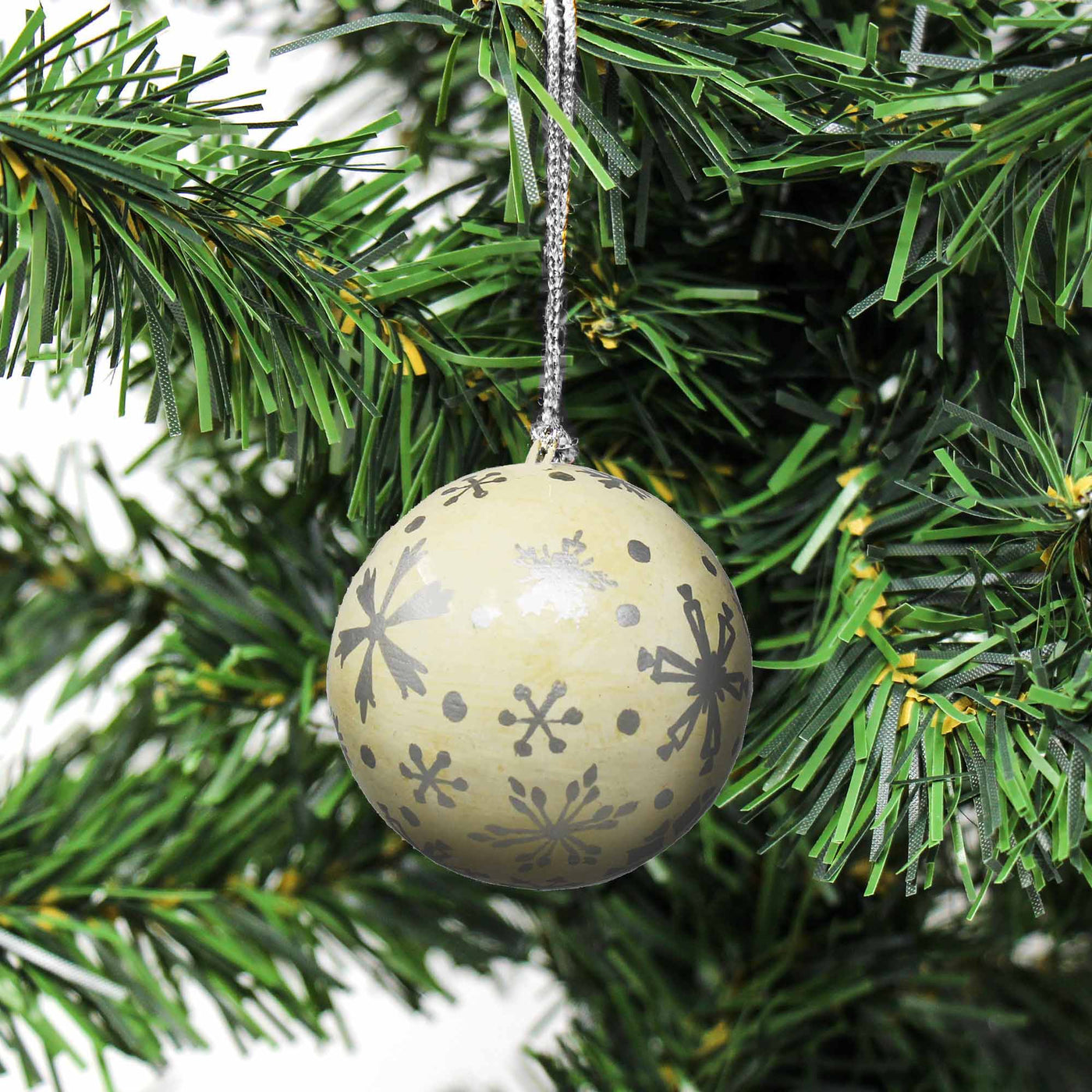 Handpainted Ornaments, Silver Snowflakes - Pack of 3 - Yvonne’s 100th Wish Inc
