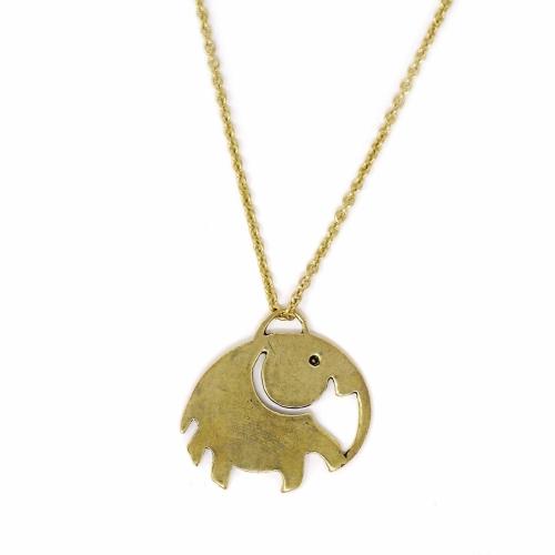 Elephant Pendant Brass Necklace - Yvonne’s 100th Wish Inc