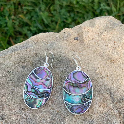Banded Abalone Oval Earrings - Yvonne’s 100th Wish Inc