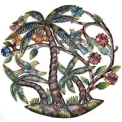 Colorful Palm Trees Hand Painted Metal Wall Art - Croix des Bouquets - Yvonne’s 100th Wish Inc