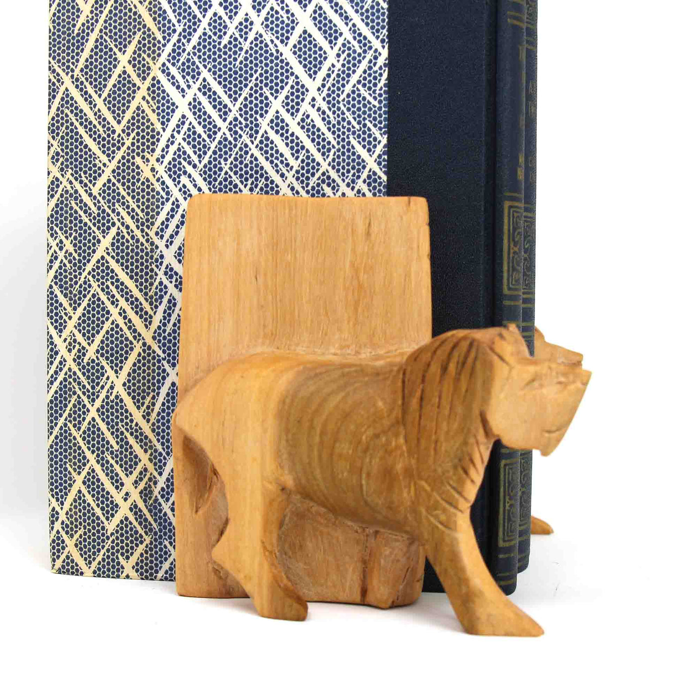 Carved Wood Lion Book Ends, Set of 2 - Yvonne’s 100th Wish Inc