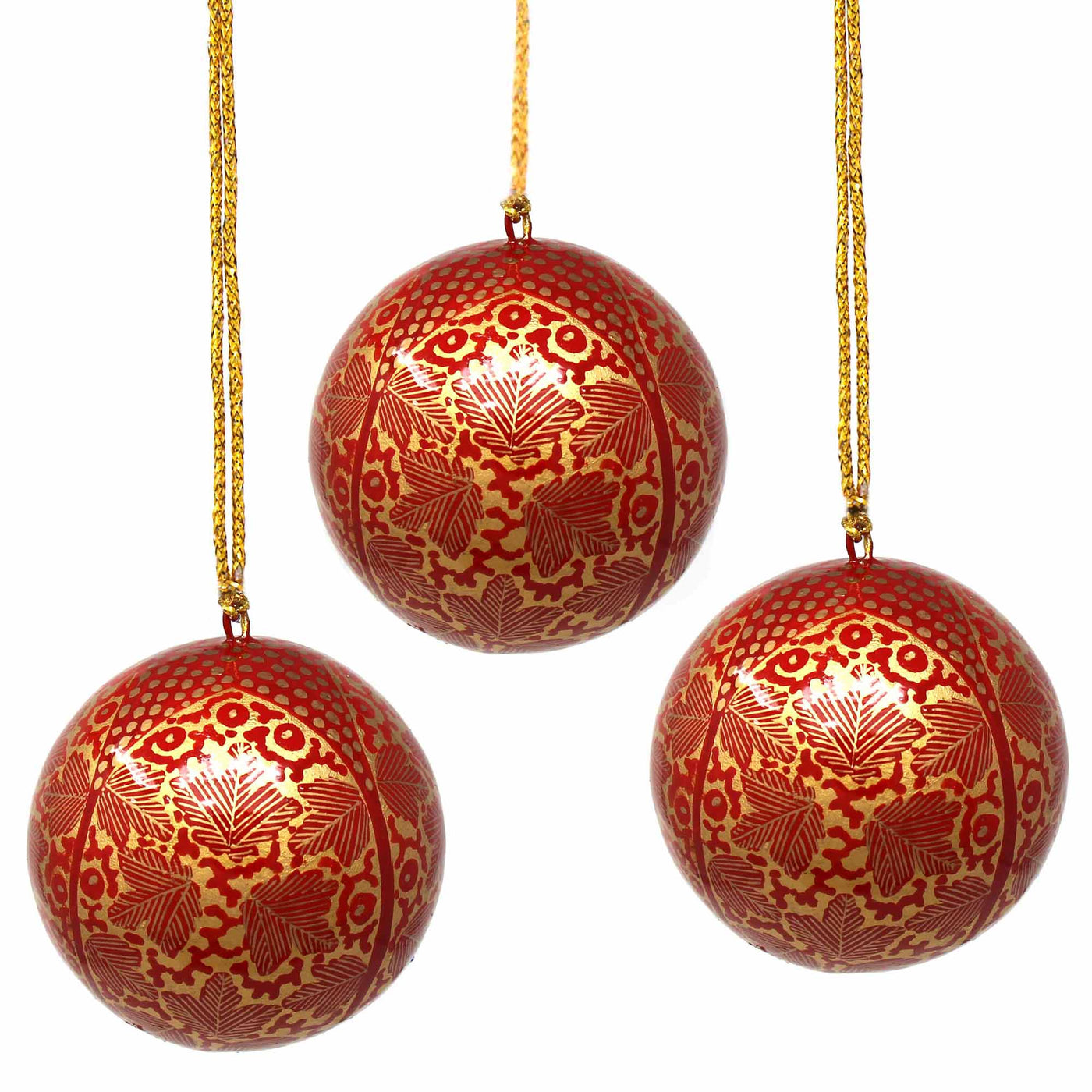Handpainted Ornaments, Gold Chinar Leaves - Pack of 3 - Yvonne’s 100th Wish Inc