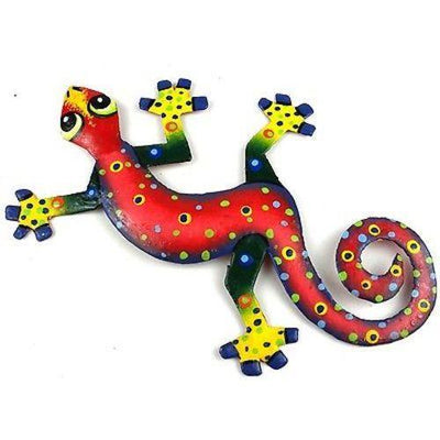 Eight Inch Red Confetti Metal Gecko - Caribbean Craft - Yvonne’s 100th Wish Inc