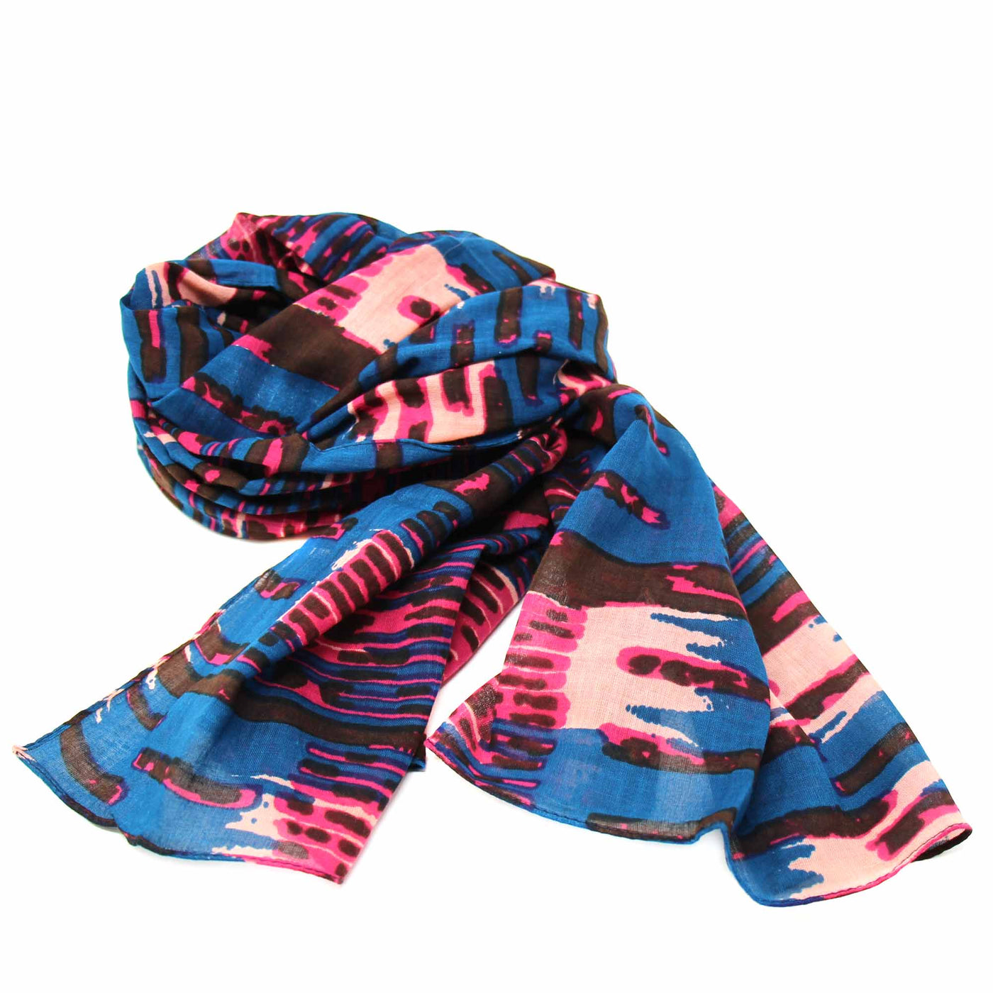 Hand-printed Cotton Scarf, Abstract Design - Yvonne’s 100th Wish Inc