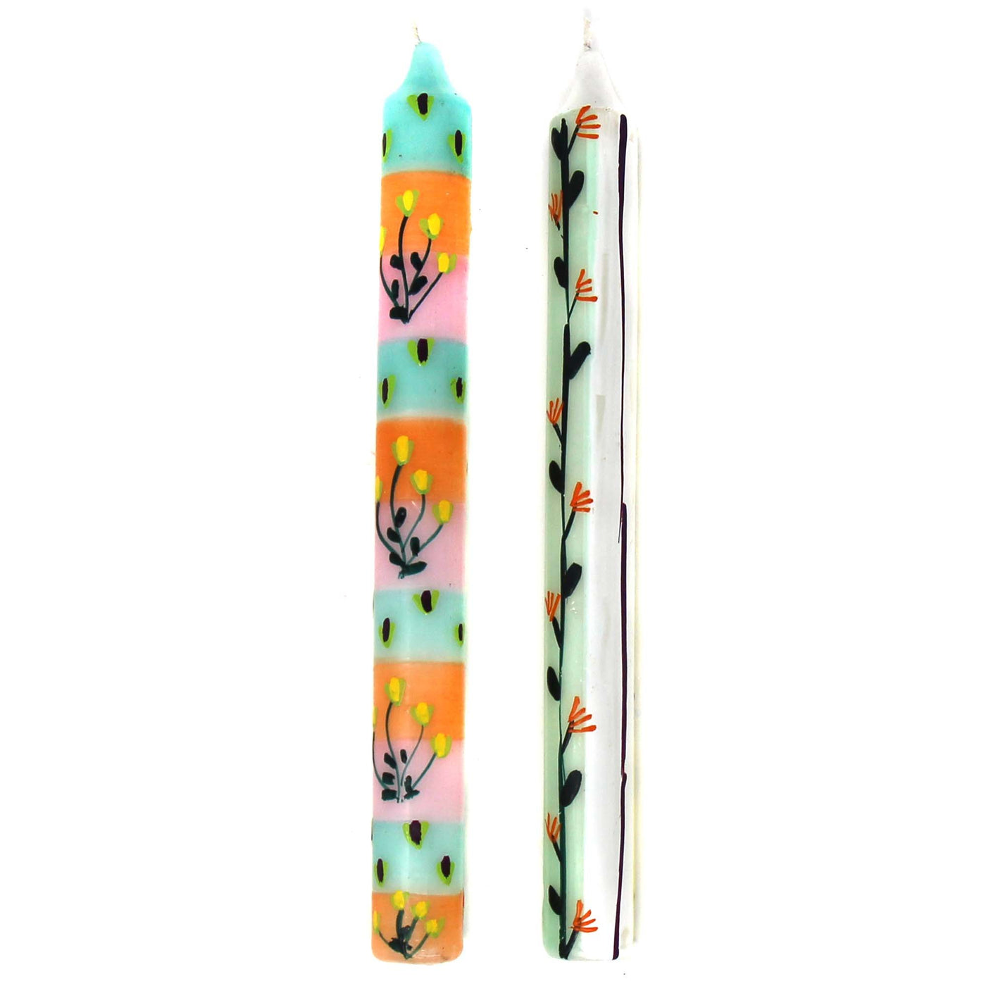 Tall Hand Painted Candles - Pair -Imbali Design - Nobunto - Yvonne’s 100th Wish Inc