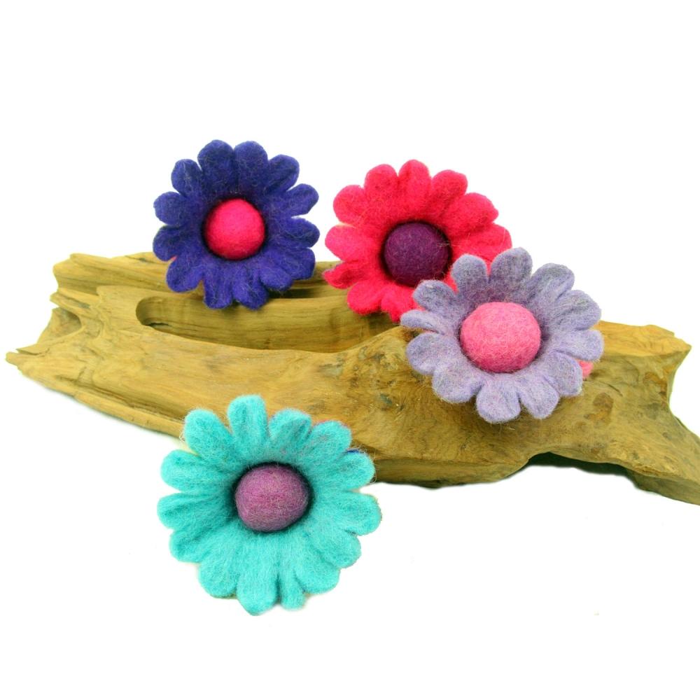 Hand Felted Colorful Flower Fairies - Set of 4 - Global Groove - Yvonne’s 100th Wish Inc
