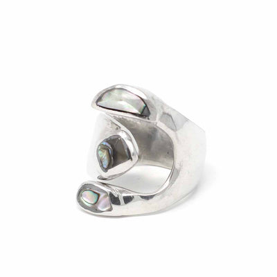 Alpaca Silver Wrap Ring, Abalone - Size 8 - Yvonne’s 100th Wish Inc