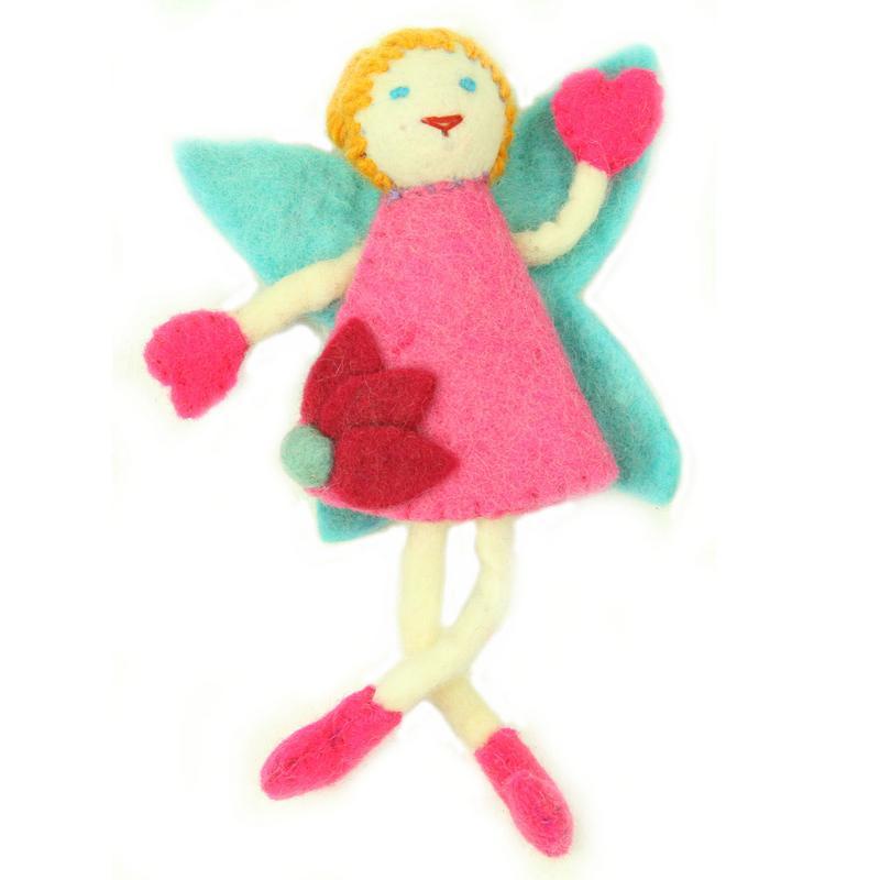 Hand Felted Tooth Fairy Pillow - Blonde with Pink Dress - Global Groove - Yvonne’s 100th Wish Inc
