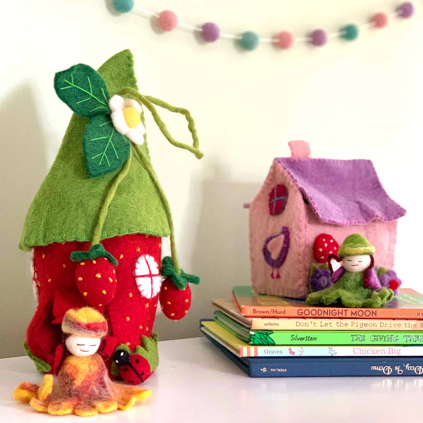 Felted Strawberry Fairy House - Global Groove - Yvonne’s 100th Wish Inc