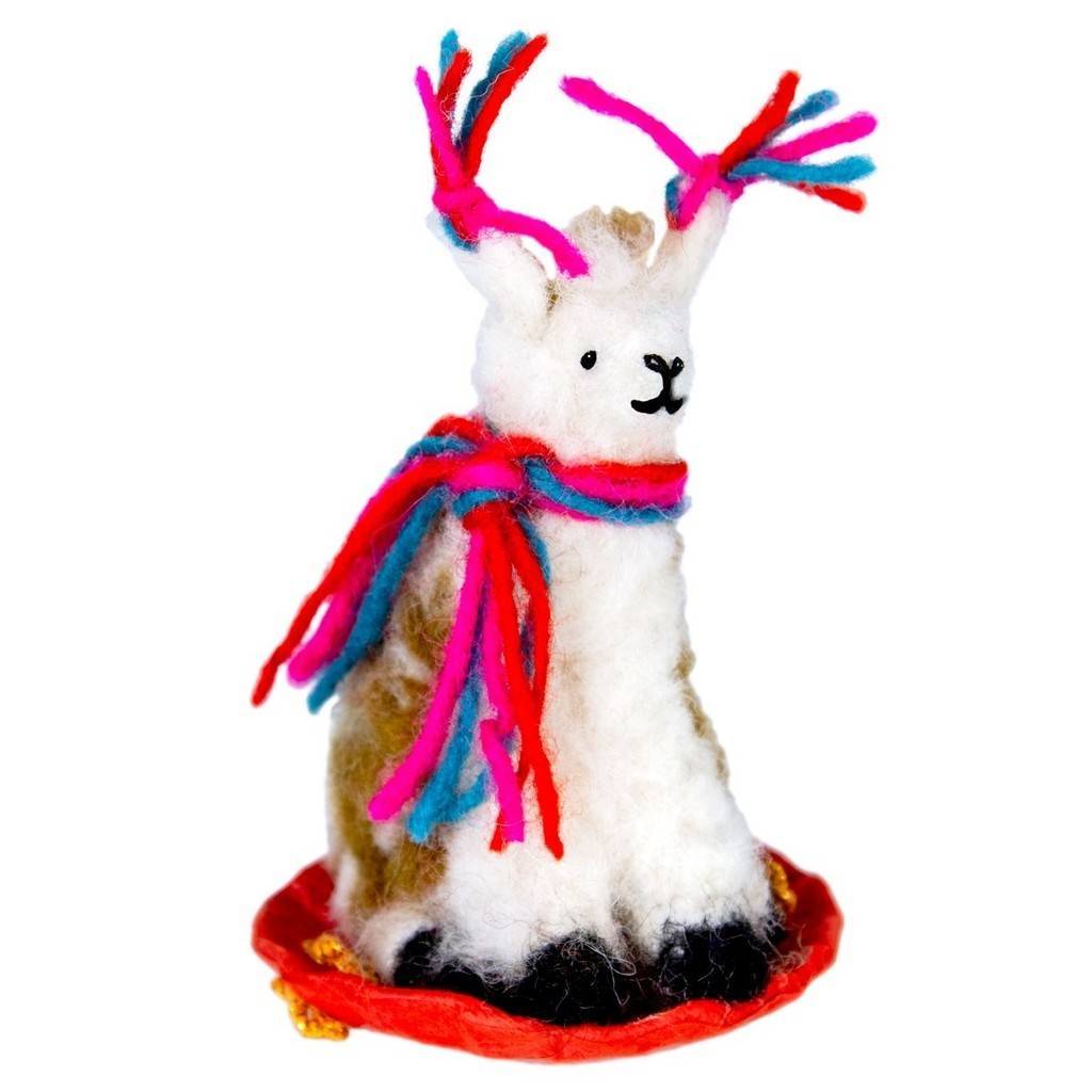 Felt Sledding Llama Ornament - Wild Woolies - Yvonne’s 100th Wish Inc