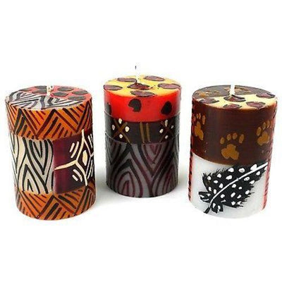 Set of Three Boxed Hand-Painted Candles - Uzima Design - Nobunto - Yvonne’s 100th Wish Inc