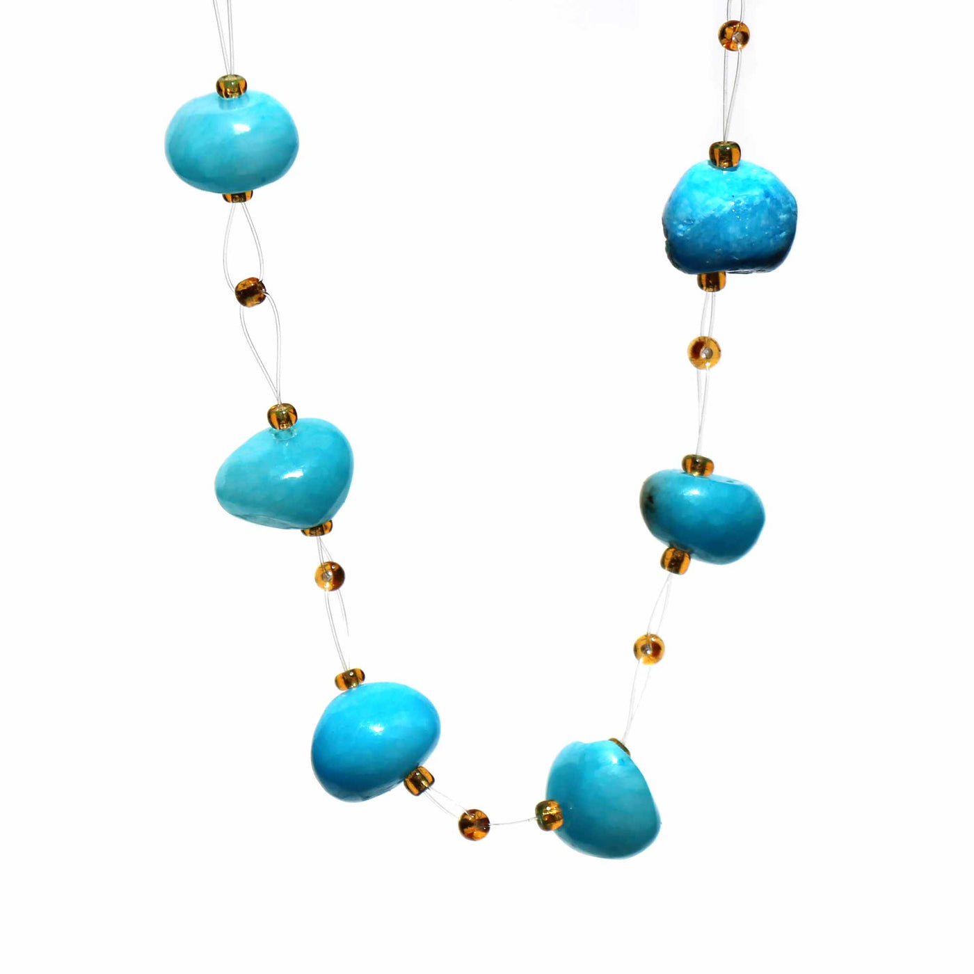 Floating Stone & Maasai Bead Necklace, Turquoise - Yvonne’s 100th Wish Inc