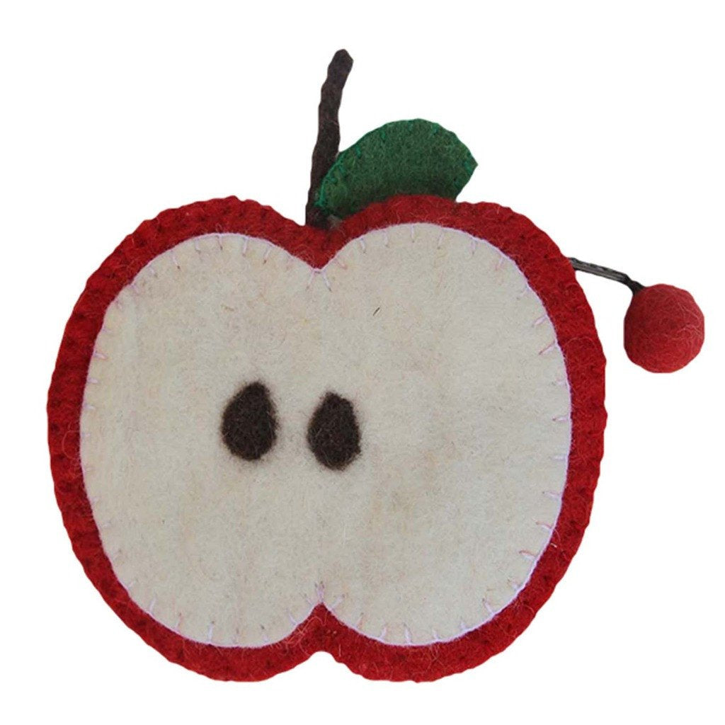 Handmade Felt Fruit Coin Purse - Apple - Global Groove (P) - Yvonne’s 100th Wish Inc