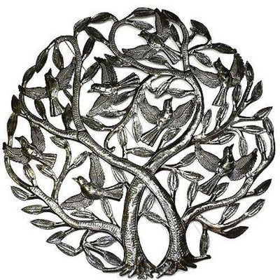 Double Tree of Life Metal Wall Art 24-inch Diameter - Croix des Bouquets - Yvonne’s 100th Wish Inc