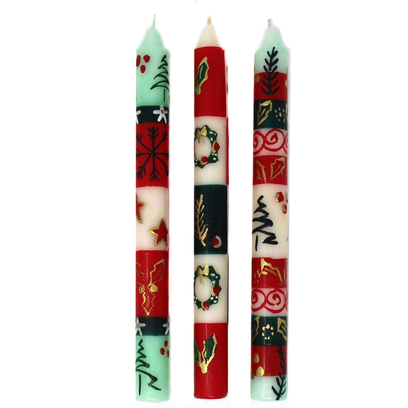 Set of Three Boxed Tall Hand-Painted Candles - Ukhisimui Design - Nobunto - Yvonne’s 100th Wish Inc