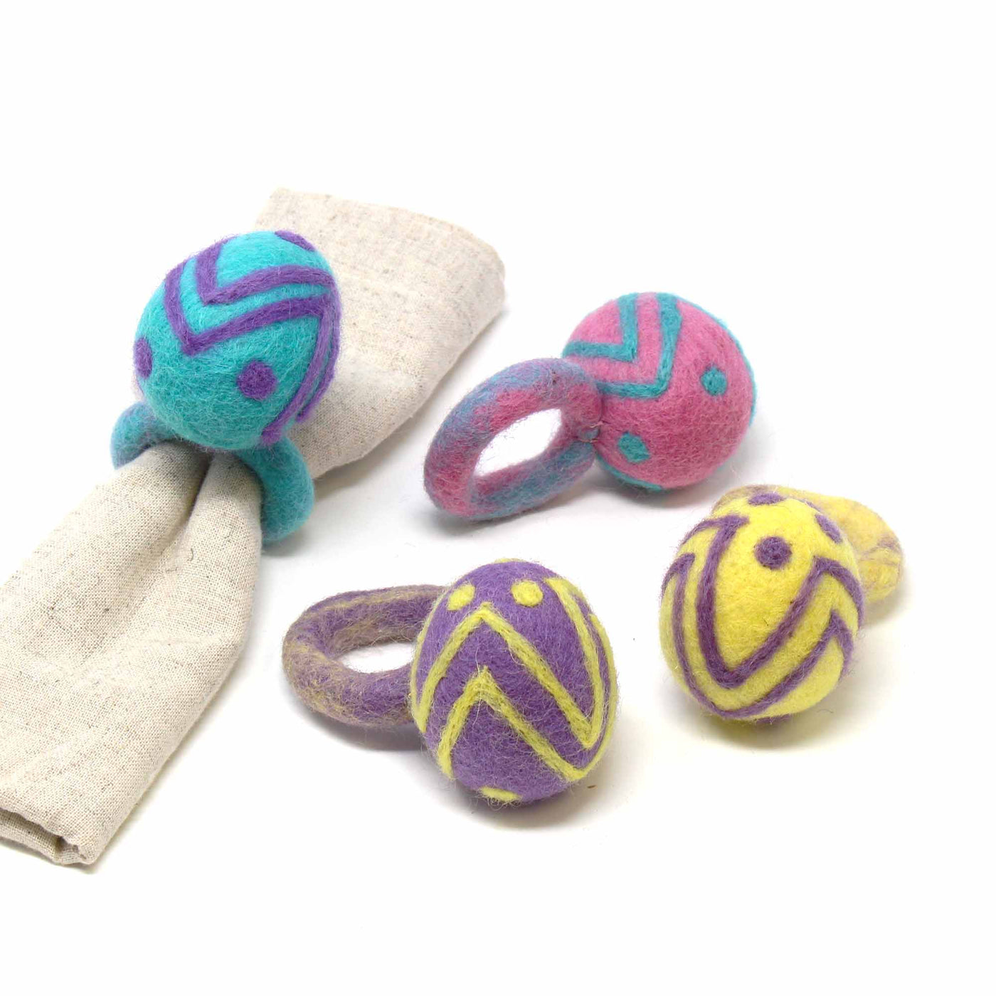 Easter Egg Napkin Rings, Set of Four Colors - Global Groove (T) - Yvonne’s 100th Wish Inc