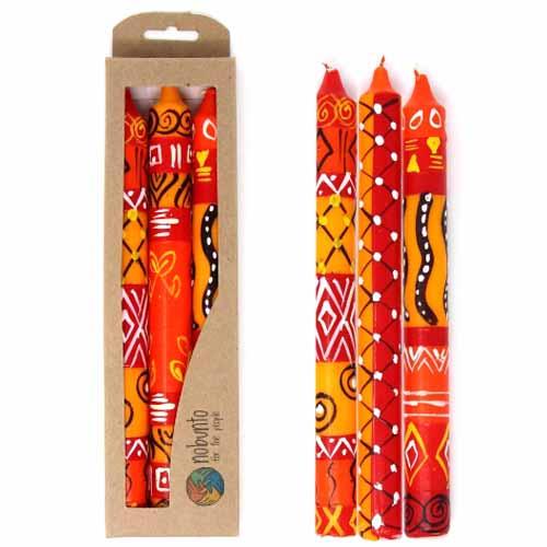Set of Three Boxed Tall Hand-Painted Candles - Zahabu Design - Nobunto - Yvonne’s 100th Wish Inc