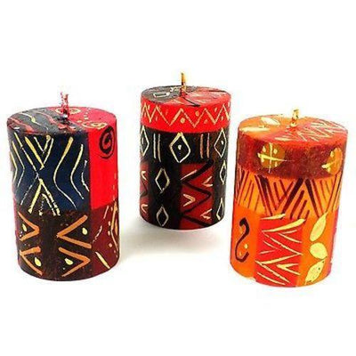 Set of Three Boxed Hand-Painted Candles - Bongazi Design - Nobunto - Yvonne’s 100th Wish Inc