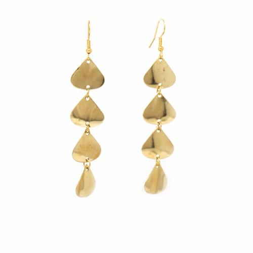 Geometric Tiered Brass Drop Earrings - Yvonne’s 100th Wish Inc