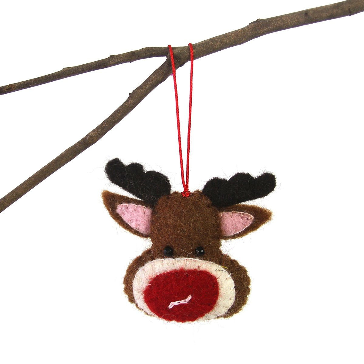 Hand Felted Christmas Ornament: Rudolph - Global Groove (H) - Yvonne’s 100th Wish Inc