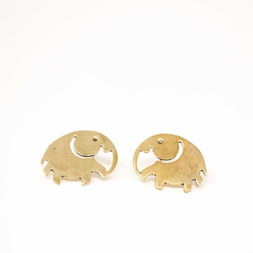 Elephant Brass Stud Earrings - Yvonne’s 100th Wish Inc