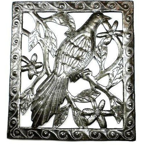 Single Bird Metal Wall Art - 11 by 12 Inches - Croix des Bouquets - Yvonne’s 100th Wish Inc