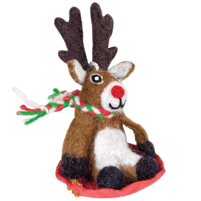 Dasher Jr Reindeer Felt Ornament - Wild Woolies (H) - Yvonne’s 100th Wish Inc