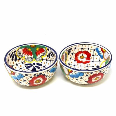 Half Moon Bowls - Dots and Flowers, Set of Two - Encantada - Yvonne’s 100th Wish Inc