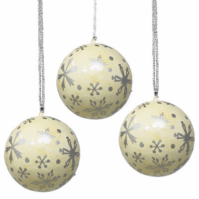 Handpainted Ornaments, Silver Snowflakes - Pack of 3 - Yvonne’s 100th Wish Inc