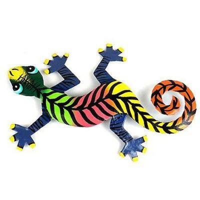 Eight Inch Striped Metal Gecko - Caribbean Craft - Yvonne’s 100th Wish Inc
