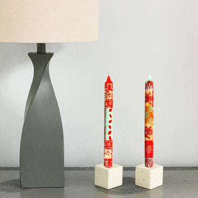Hand Painted Candles in Owoduni Design (pair of tapers) - Nobunto - Yvonne’s 100th Wish Inc